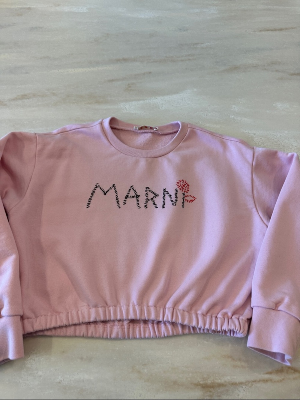 Little Girls Marni Light Pink Logo Cropped Sweatshirt